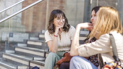 Students on the steps outside Alex