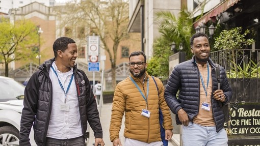 Students walking through Cardiff city centre 