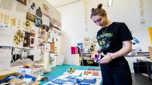 Art student working in a studio