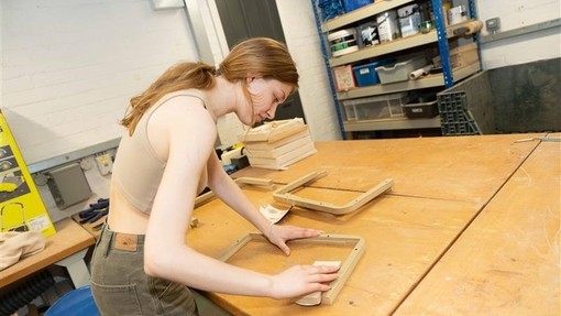 Student working on a furniture project 