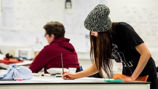 Illustration student in a studio