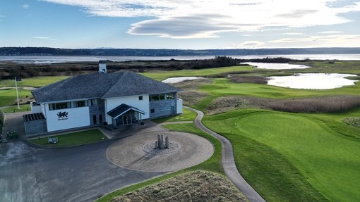 Aerial shot of Machynys Golf Course