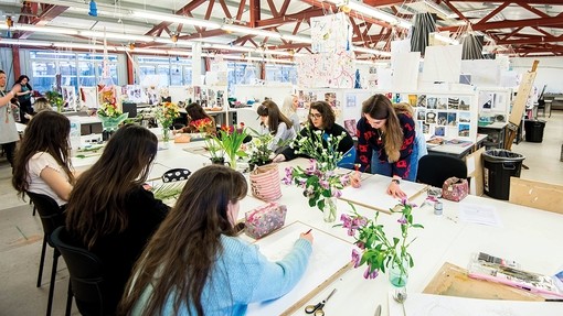 Surface Pattern students working in a studio