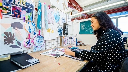 Student working in a studio