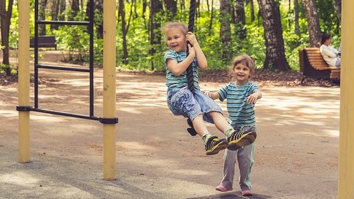 Children playing outside. 